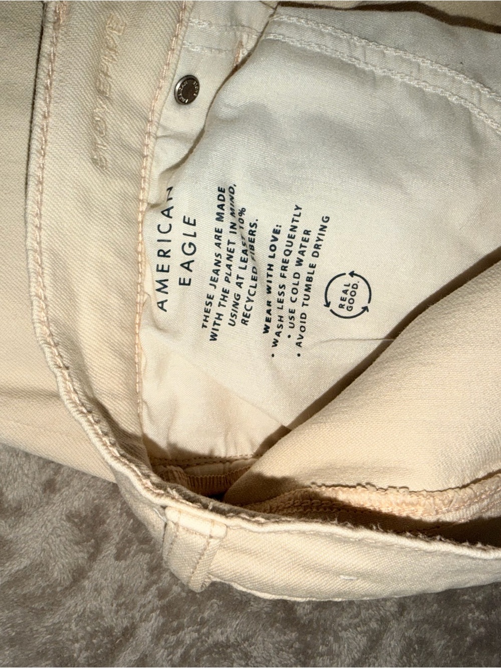 AE Cream Wide Leg Pants Size 12 Neutral Minimalist 90s, Baggy, Y2K - Picture 7 of 11